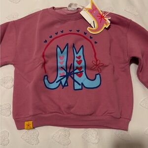 Zara + Alei Kids Pink Sweatshirt with Blue and Red Heart Design